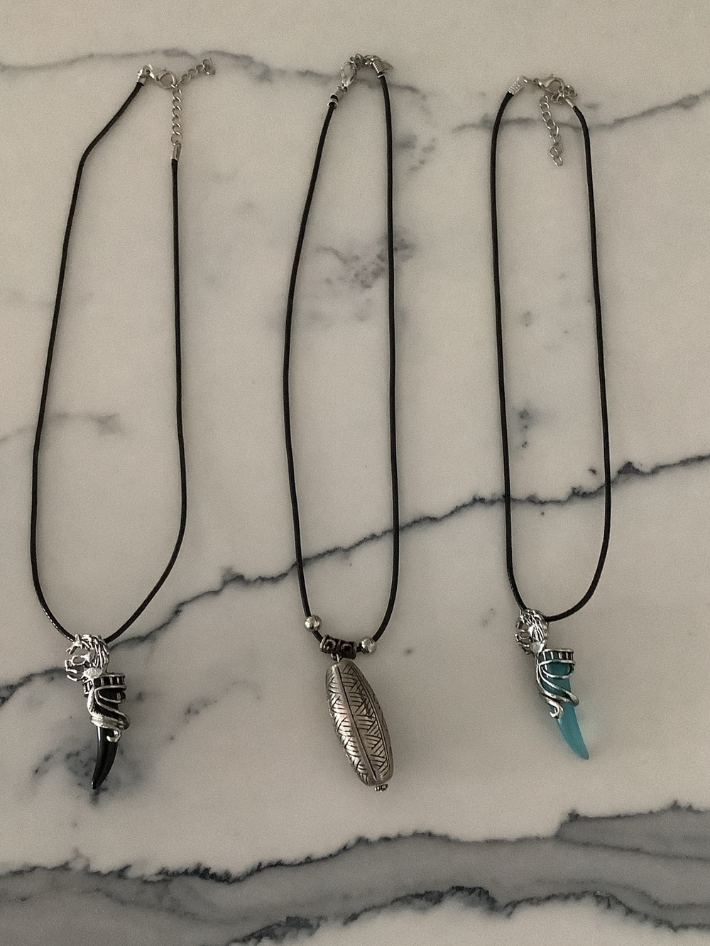 Set of Cord silver necklaces